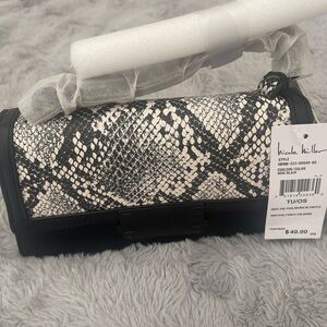 Nicole Miller Black and White Snakeskin Bag